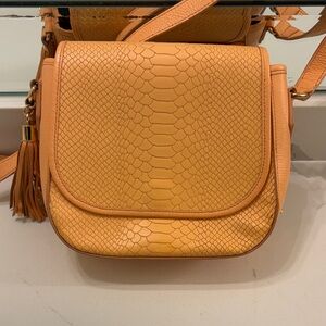 GiGi New York Orange Snake-Embossed Crossbody Bag